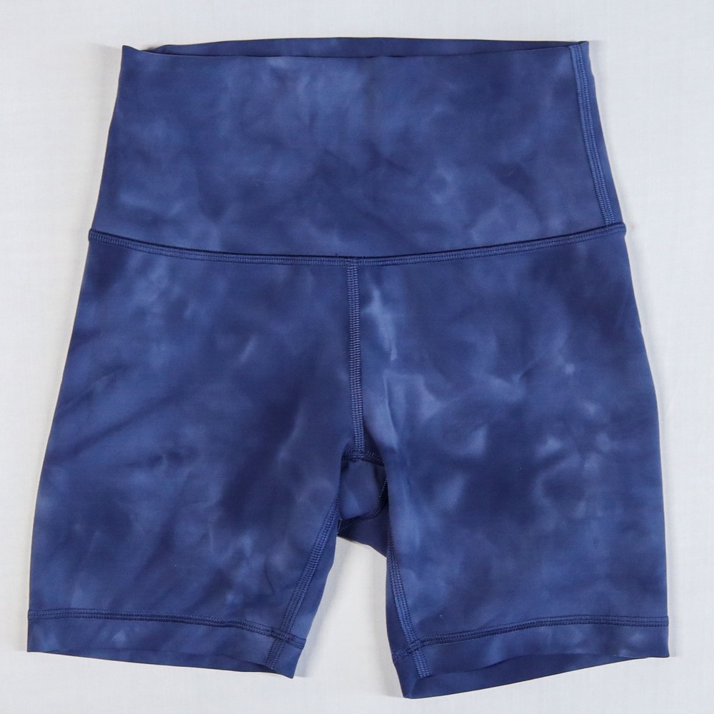 Lululemon Wunder Train High Rise Short 6" Women 4 Blue Diamond Dye Naval Blue
